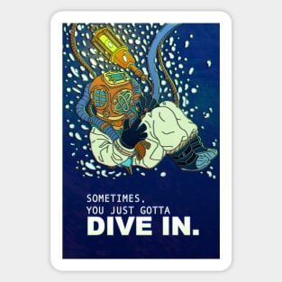 Diving in a Vintage suit Sticker